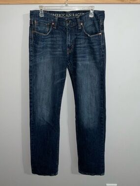 American Eagle Outfitters Men’s Dark Wash Slim Straight Jeans 32x34
